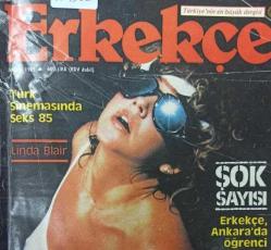 Erkekçe Aylık Aktüalite Sinema Tiyatro Müzik ve Magazin Dergisi - Aralık 1985 - Linda Blair - - Ay-yıldız mayo reklamı - Ahu Tuğba - Tarık Akan - Hülya Avşar - Angie Layne - Müge Gördürür - Neşe Erberk - Florence Guerin - Gina Lollobrigida - Joan Collins - Linda Gray - Morgan Fairchild - Sophia Loren - Victoria Principal - Mustafa Taşova - Ankara'da öğrenci pazarı - Marlboro sigara reklamı - Neşe Erberk - Nazlı Deniz - Müge Gördürür - Oya Aydoğan - Cüneyt Arkın - Müjde Ar - Bülent Ersoy - Bahar Öztan - Hülya Avşar - Banu Alkan - Serpil Çakmaklı - Tolga Savacı - Gökhan Güney - Nilgün Akçaoğlu - Havelock Ellis - - Güngör Bayrak - Burçin Orhon - Ayşegül Ünsal - Alev Sayın - Angie Layne - Neşeli Fıkralar - Bulmaca - 1985 te Türk sineması - Derimod reklamı -