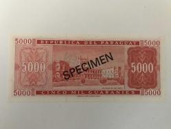 Güney Amerika-Paraguay-5,000 Guaranies-1952 Yılı-SPECİMEN-ÇİL -