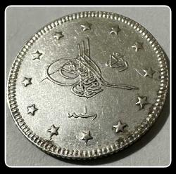 1327/1 - (۱۳۲۷/۱ ) Cülus “2 KURUŞ” OSM21 (Ag 0,830 / 2.4 Gram Gümüş) ÇİL/ÇA “V. MEHMED REŞAD” KM#749