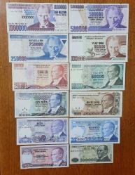 Efemera - 7 Emisyon Set   10 TL ile 1000000 TL  Arası  12 li Set - kitantik - kitaLog