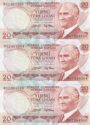 6.EMİSYON 20 TL H32 3 ADET SERİ TAKİPLİ ÇİL