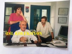 ŞÜKRAN GÜNGÖR - MÜŞFİK KENTER - YILDIZ KENTER - 1990'LAR YAZ EVİ DİZİSİ SETİNDEN OYUNCULARIN ORİJİNAL FOTOĞRAFI, 12 x 9 cm EBADINDA