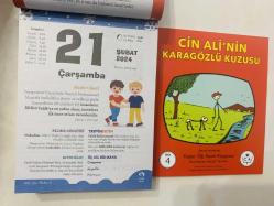 21 Şubat 2024 hediyelik orijinal Fazilet Çocuk takvim yaprağı (Cin Ali kitabı hediyeli:)
