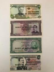 Afrika-Mozambik-50-100-500-1000 Escudos LOT ÇİL-