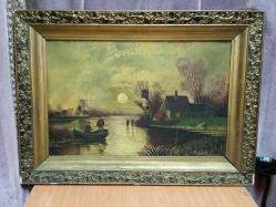 7060-ÜNLÜ RESSAM RIFAT ERKMAN İMZALI AHŞAP ÇERÇEVELİ TUAL ÜZERİNE YAĞLI BOYA RESİM TABLO