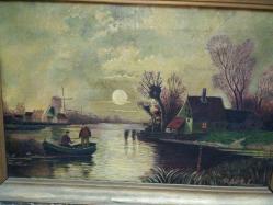 7060-ÜNLÜ RESSAM RIFAT ERKMAN İMZALI AHŞAP ÇERÇEVELİ TUAL ÜZERİNE YAĞLI BOYA RESİM TABLO