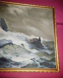 7617-MUHTEŞEM GÜZELLİKDE ÜNLÜ RUS RESSAM AİVAZOVSKİ 'NİN 1889 YILINDA YAPTIĞI RESMİN AYNİSİ TUAL ÜZERİNE YAĞLI BOYA TABLO