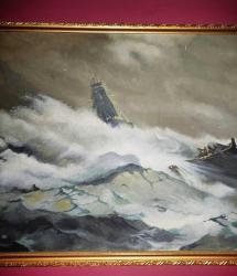 7617-MUHTEŞEM GÜZELLİKDE ÜNLÜ RUS RESSAM AİVAZOVSKİ 'NİN 1889 YILINDA YAPTIĞI RESMİN AYNİSİ TUAL ÜZERİNE YAĞLI BOYA TABLO