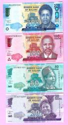 MALAWI 200-100-50-20 KWACHA 2020-2021 4 PCS.SET UNC ÇİL