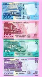 MALAWI 200-100-50-20 KWACHA 2020-2021 4 PCS.SET UNC ÇİL