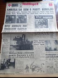 Milliyet Gazetesi - 12 Şubat 1961 - Ankara'da Dün 6 Parti Kuruldu - Kurulan Partiler Memleketçi Parti Cumhuriyetçi Mesleki Islahat Partisi Çalışma Partisi Mutedil Liberal Parti Adalet Partisi Türk İşçi Ve Çiftçi Partisi - Ekrem Alican Ve Arkadaşlarının Partisi Dün de Kurulamadı - Bütçe Gerekçesi Dün Temsilcilere Dağıtıldı - Topkapı Davasında Dün 5 Sanığın Daha Müdafaası Bitirildi - Milliyet Ekibi Cehennem Gemisi Zaroniç'e Çıktı - Assubaylara Da Zam Kabul Edildi - Maden Okulu Teknik Okula Bağlanıyor - Bugünkü Burç Falınız - Çetin Altan Köşe Yazısı - Abdülcanbaz'ın Maceraları Çizgi Roman Çizen Turhan Selçuk - Halit Kıvanç Köşe Yazısı - Rus Casusları Arasında 3 Yıl Yazı Dizisi - Johnny Hazard Çizen Frank Robbins - Allahlık Ali Bey Çizen Swan - Galatasaray Vefa Önünde Bocaladı - Fenerbahçe'yi Haflar Galip Getirdi - Galatasaray Voleybolda Şampiyon - Ali Yücel Tuşla Şampiyon - Mahallî Ligde Beyoğluspor İle Anadolu Berabere