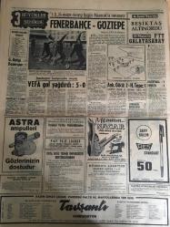 HÜRRİYET GAZETESİ 5 ŞUBAT 1967 YIL :19 SAYI :6743---İnönü 8 leri suçladı --İşkence yapan karı -koca ayrı hücrelere kondu ---Feyzioğlu İnönü ye bir kanadın taraftarı  olmayın dedi ---Nahide nin ailesi perişan durumda : Nahide nin  yetiştirme yurdundaki arkadaşları da üzüntü içinde --Kayıp 100 köylüden hiç bir  haber alınamadı --Çantasını  kapıp kaçtığı hanım meğer savcıymış ---Gözleri yaşlı baba ,kızını geri getirmek için  teşebbüse  geçti --Denizli yolunda ki trafik kazasında  3 ölü ,6 yaralı var ---Parklar ve tarihi eserler fenerlerle ışıklandırılacak ---Amerika da Mürettebatlı Uzay Uçuşları Bir Yıl Ertelendi --Bitlis in  kayaklı postacıları --Fenerbahçe -Göztepe --G.Birliği :1 Demirspor :1 --Vefa gol yağdırdı :5-0--Ank.Gücü :2 H.Tepe :1---Karşıyaka :1 Feriköy :0--Beşiktaş -Altınordu --PTT -Galatasaray --