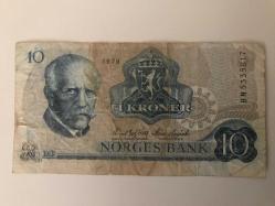 Avrupa-Norveç-10 Kroner-1979 Yılı-Lekeli Lakin Temiz .ÇT-