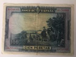 Avrupa-İspanya-100 pesetas-1928 Yılı-ÇÇT-A serisi Güzel No: A8,749,999