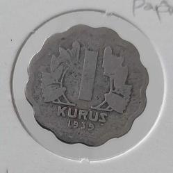 1939 BİR 1 KURUŞ TIRTILLI PAPATYA ORİJİNAL ŞŞŞ2A1 NADİR