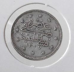 1327-1 GÜMÜŞ 2 KURUŞ SULTAN MEHMET REŞAT DÖNEMİ ORİJİNAL ÇİLALTI 2NN1RR NADİRDİR