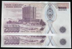 Türkiye Cumhuriyeti  7.emisyon 2. Tertip G Serisi 20 000 Bin Lira G76 216842 - 43  Seri Takipli  Çil