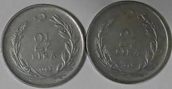 Türkiye Cumhuriyeti 1963 2.5 Lira Tura'ya Göre Ters Düz Takım 7553