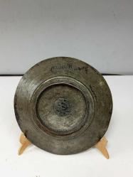 Antika Osmanlı Saz Tuğralı Bakır Yazılı Tabak - Lenger