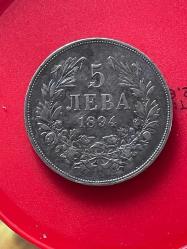 1894 BULGARİSTAN GÜMÜŞ 5 LEVA ÇİL ALTI KONDİSYONDA (NADİR)