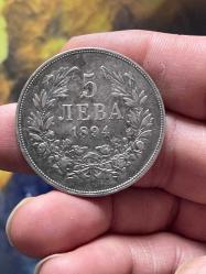 1894 BULGARİSTAN GÜMÜŞ 5 LEVA ÇİL ALTI KONDİSYONDA (NADİR)