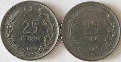 LOT.18 » Türkiye Cumhuriyet 1962 Yılı 25 Kuruş Ters Düz Takım 7674