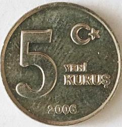 Türkiye Cumhuriyeti  2006 Yılı  5 Yeni Kuruş    7692