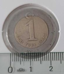 2005 BİR 1 YENİ TÜRK LİRASI MADENİ PARASI ORİJİNALDİR 4VV2Y1R NADİR