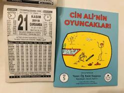 21 Kasım 2018 hediyelik orijinal Türkiye takvim yaprağı (Cin Ali kitabı hediyeli:)