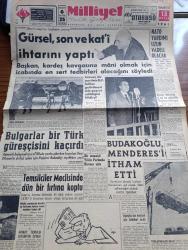 Milliyet Gazetesi - 13 Mayıs 1961 - Devrim Aleyhtarı Hadiseler Üzerine Cemal Gürsel Son Ve Kati İhtarını Yaptı - Bulgarlar Türk Güreşçisi Ömer Dikmen'i Kaçırdı - Anayasayı İhlal Davasında Esat Budakoğlu Adnan Menderes'i İtham Etti NATO Yardımı Uzun Vadeli Olacak -  Liseyi Bitirenin 4 Ay Az Askerlik Yapması İsteniyor - Silahlar Konuşuyor Oynayanlar Fikret Hakan Sadri Alışık - Bugünkü Burç Falınız - Yedek Öğretmenler Oy Kullanmayacak - Abdülcanbaz'ın Maceraları Çizgi Roman Çizen Turhan Selçuk - Cici Can Çizen Bedri - Allahlık Ali Bey Çizen Swan - Tombik Çizen Trog - Cisco Kid Çizen Jose Salinas Rod Reed - Johnny Hazard Çizen Frank Robbins - Demir Yumruk Çizen John C. Murphy - Maruf Bey Çizen Martin - Philips Radyo - Lefter Küçükandonyadis'in Milli Takımdan Af Talebi Kabul Edildi - Galatasaray Kulübünde İhtilaf Yok - Avrupa Basketbol Şampiyonasından Notlar Yazan Orhan Türel - Hamit Kaplan Grekoromende Güreşmeyecek - Şekerhilal Adana Demirspor Maçı