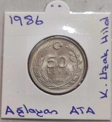 50 lira 1986 AĞLAYAN ATA ( KENARA UZAK HİLAL ) ÇİL