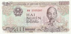 Vietnam, 2000 Dong, Çil. 1988 Basımlı