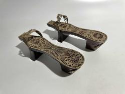 Takunya - Eskilerden Telkari İşi Ahşap Çift Takunya - BÜYÜK BOY