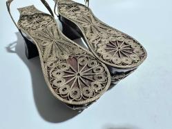 Takunya - Eskilerden Telkari İşi Ahşap Çift Takunya - BÜYÜK BOY