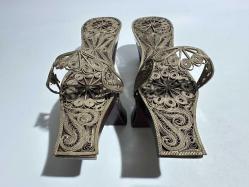 Takunya - Eskilerden Telkari İşi Ahşap Çift Takunya - BÜYÜK BOY