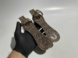 Takunya - Eskilerden Telkari İşi Ahşap Çift Takunya - BÜYÜK BOY