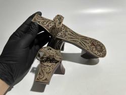 Takunya - Eskilerden Telkari İşi Ahşap Çift Takunya - BÜYÜK BOY