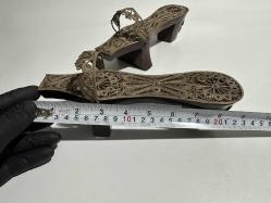 Takunya - Eskilerden Telkari İşi Ahşap Çift Takunya - BÜYÜK BOY