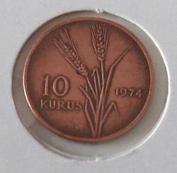 1974 ON 10 KURUŞ BAKIR-BRONZ ALAŞIMI ÇİLALTI ORİJİNALDİR 2Ğ1GGG