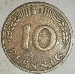 Efemera - ALMANYA 1949 G    10   PFENNIG - kitantik - kitaLog