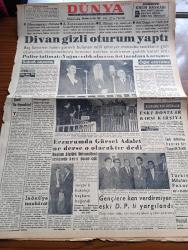 Dünya Gazetesi - 26 Ekim 1960 - Yassıada'da Divan Gizli Oturum Yaptı - Başsavcının Halen Görevli Bulunan Milli Emniyet Mensubu Tanıklarının Gizli Oturumda Dinlenmeleri İstedi - Athenagoras İfade Veriyor - 6 7 Eylül Davası - Adnan Menderes - Celal Bayar - İsmet İnönü'ye Tezahürat - Erzurum'da Cemal Gürsel Adalet Ne Derse O Olacaktır Dedi - Gençlere Kan Verdirmeyen Eski Demokrat Partili Doktor Bedri Bozoğlu Yargılandı - Türkiye Müşterek Pazar'a Alınmadı - Toprak Mahsulleri Ofisi Francalık Un Vermesi İstendi - Parisli Metres Yazan Jean Freustie Yazı Dizisi - A Milli Takım Namzetleri Beyoğluspor'u Yendi - İstanbul'un Nüfusu 1.902.488 e Ulaştı - Hürriyet Anıtının Yeri Tesbit Edildi - Grip İçin Yeni İlaç Bulundu - Sandra Çizgi Roman - Roy Rogers Çizgi Roman - Lindi Çizgi Roman - Yargıç Parker Çizgi Roman - Af Bayramdan Önce Çıkacak - İzmir Sabah Postası Gazetesi Başyazarı Orhan Rahmi Gökçe İfade Veriyor