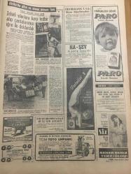 HÜRRİYET GAZETESİ 13 ŞUBAT 1967 YIL :19 SAYI :6757--Bir kız tabanca ile babasını öldürdü ---Çin ordusu Pekin de bütün idareyi ele aldı --Makarios Atina da sahneye yeni bir oyun koydu ---Din ve ırk ayrımının hedef alan dernekler kurmak yasaklanıyor --Gecekondunun  üzerine düşen 100 tonluk kaya 3 kişilik aileyi  öldürdü --Polis Mesude nin zenci kocası  ile kaynanasını  yakaladı --Grev uzarsa Irak tan petrol alınacak ---Amerika ,Kuzey Vietnam a hava akınlarını kesti --Bir yolcu uçağı az kalsın uçan daire ile çarpışıyormuş ---Zehirli yılanlara karşı tedbir alıp çantalarımızı iğne ile doldurduk ---Fenerbahçe ,A.Ordu ya da 1-0 mağlup ---Galatasaray Hacettepe yi dün rahat yendi :4-0--İstanbulspor :1 PTT :1--Ankaragücü Gençlerbirliği berabere :0-0---İkinci lig maçları ---Demirel bile hasta hasta şarkı söyledi --Nebahat Aslan --Belediye çay ve kahve ve pasta fiyatlarına zam yapmayacak --Güneri Tecer :İftarla sunar ---
