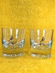 VINTAGE JOHNNIE WALKER BİR ÇİFT CAM VİSKİ BARDAĞI