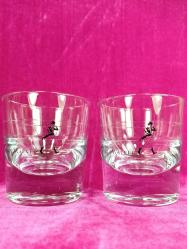 VINTAGE JOHNNIE WALKER BİR ÇİFT CAM VİSKİ BARDAĞI