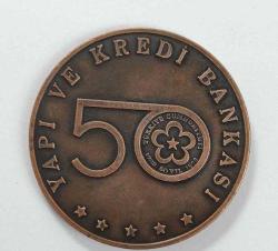 YAPI VE KREDİ BANKASI 1973 YILI ATATÜRK KİTAPLIĞI AÇILIŞI HATIRA BRONZ MADALYON-60 mm.