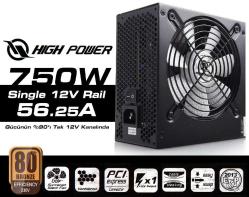 High Power HPG-750BR-H12S 750 W 80+ Bronze 56A@12V Güç Kaynağı