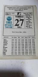 Efemera - 27 temmuz 1993  takvim yaprağı - kitantik - kitaLog