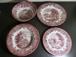 Porselen el boyaması İngiliz yemek takımı.  Grindley imzalı. 19 Y.y. 30 parça