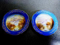 Porselen el boyaması çift duvar tabağı Damgalı Ç:8cm