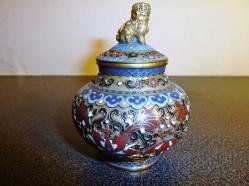 Cloisonne mine işlemeli şekerlik. Y:9 cm